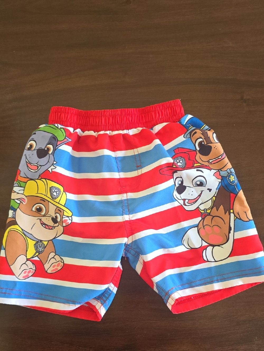 Paw Patrol Red, Blue & White Striped Kids Swim Shorts